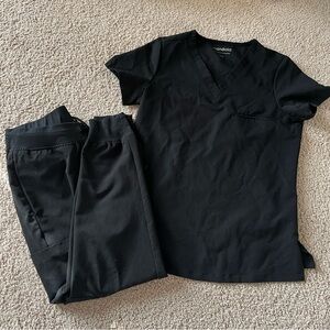 Mandala Scrubs Womens Black Two Piece Scrub Set